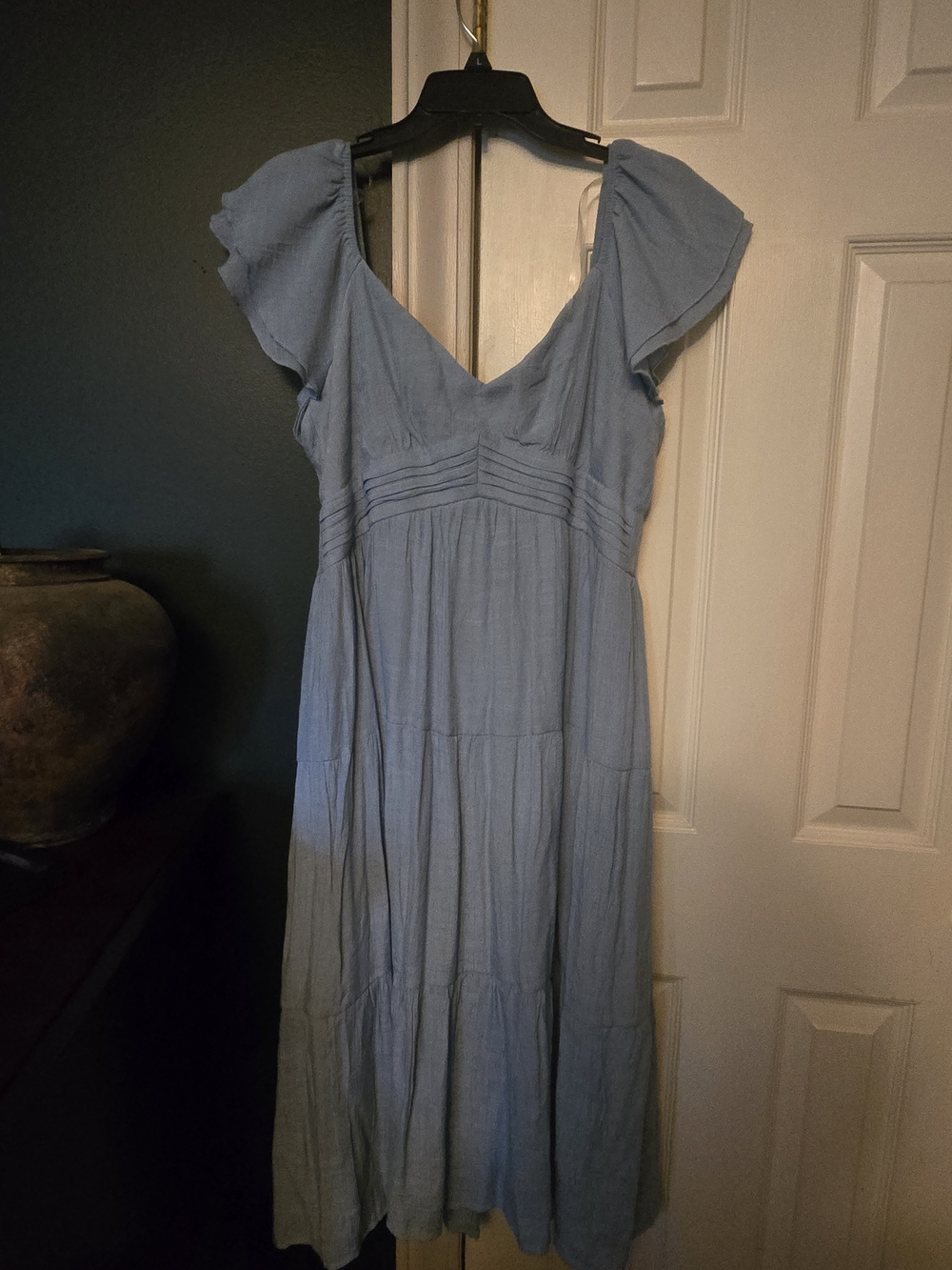 Trixxi Light Blue Flutter Sleeve Midi Dress